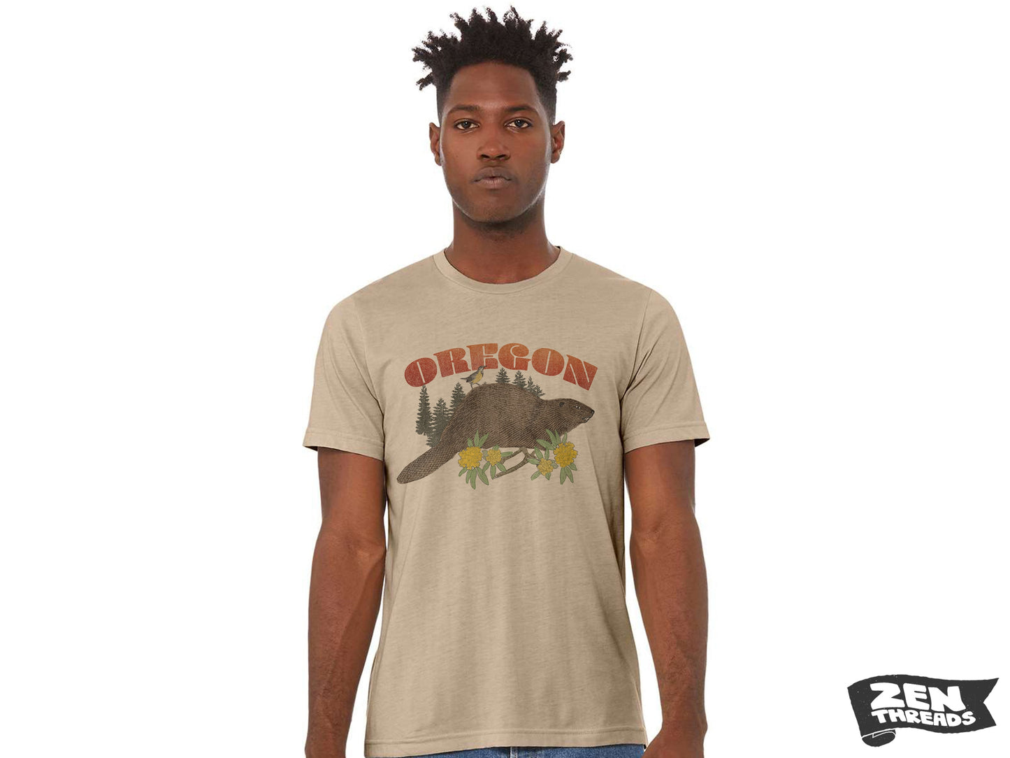 Unisex OREGON Beaver Vintage print Bella canvas jersey T-Shirt custom eco printed tee state pride Portland Bend OR muskrat badger west coast