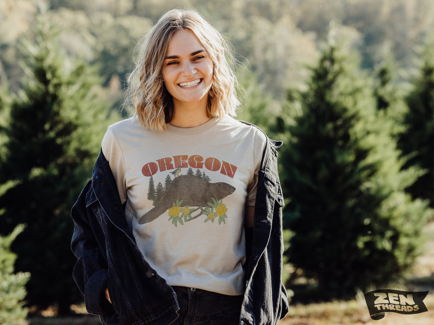 Unisex OREGON Beaver Vintage print Bella canvas jersey T-Shirt custom eco printed tee state pride Portland Bend OR muskrat badger west coast