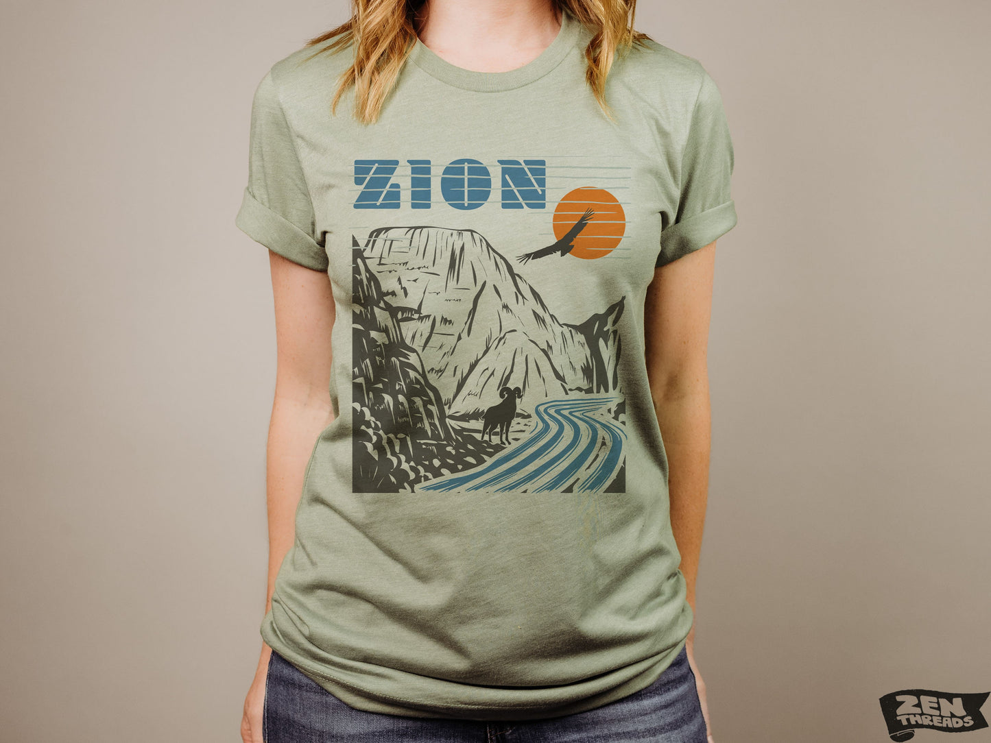 Unisex ZION Vintage print Bella canvas jersey T-Shirt custom eco print tee national state parks Utah desert hiking mountains canyon camping