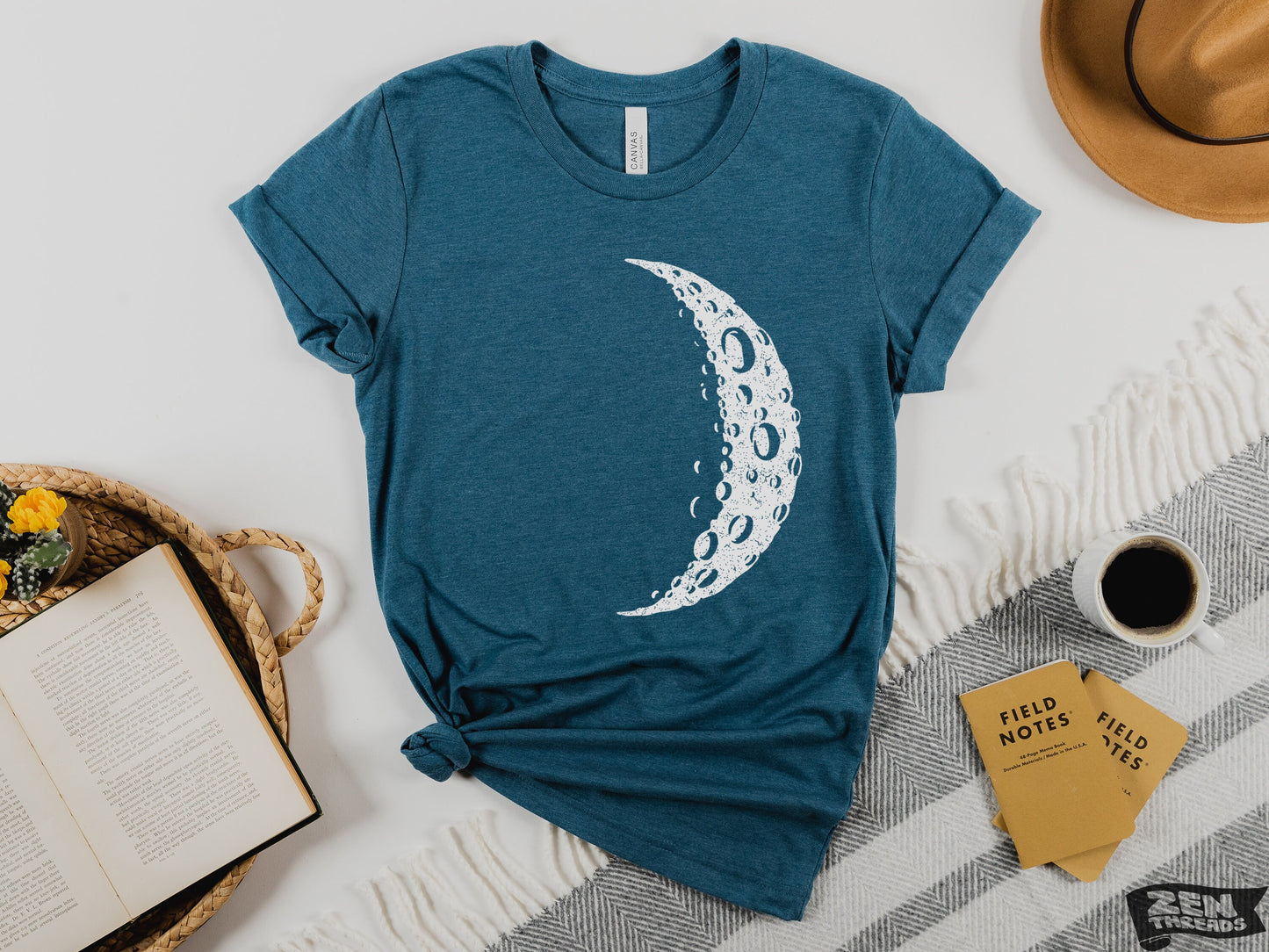 MOON Waxing Unisex Mens Women's T Shirt custom color printed tee solar system astronomy night stargazer astronomer galaxy planet gift shirt