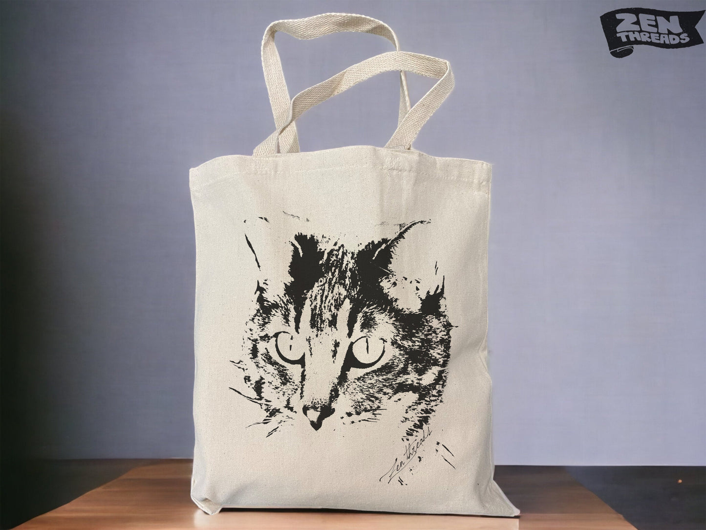 CAT Face Eco Friendly Market Tote Bag printed feline kitten meow handle canvas heavy weight (Ships FREE!)