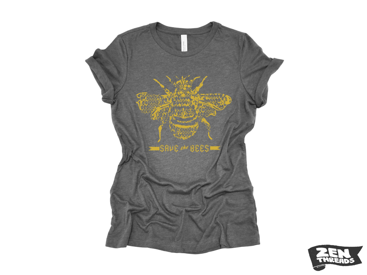 Womens SAVE The BEES eco printed ladies relaxed crew t-shirt (+ Color Options) Zen Threads custom honey bee apiarist beekeeper tee gift