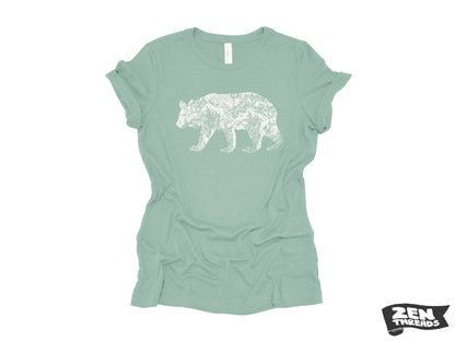 Womens California BEAR T-Shirt eco printed Relaxed fit crew the ladies (+ Colors Available) travel west coast Hollywood Yosemite redwoods
