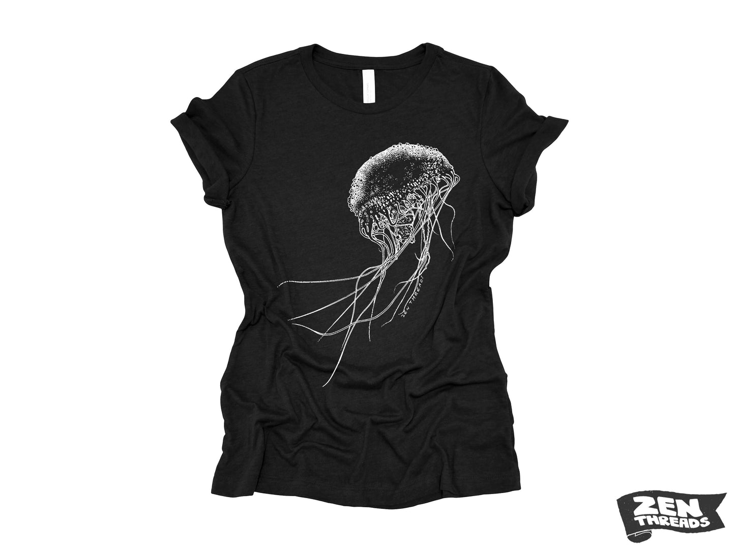 Womens JELLYFISH printed tee t-shirt (+ Colors Available) custom Bella Canvas relaxed fit ladies shirt squid ocean graphic jelly fish beach