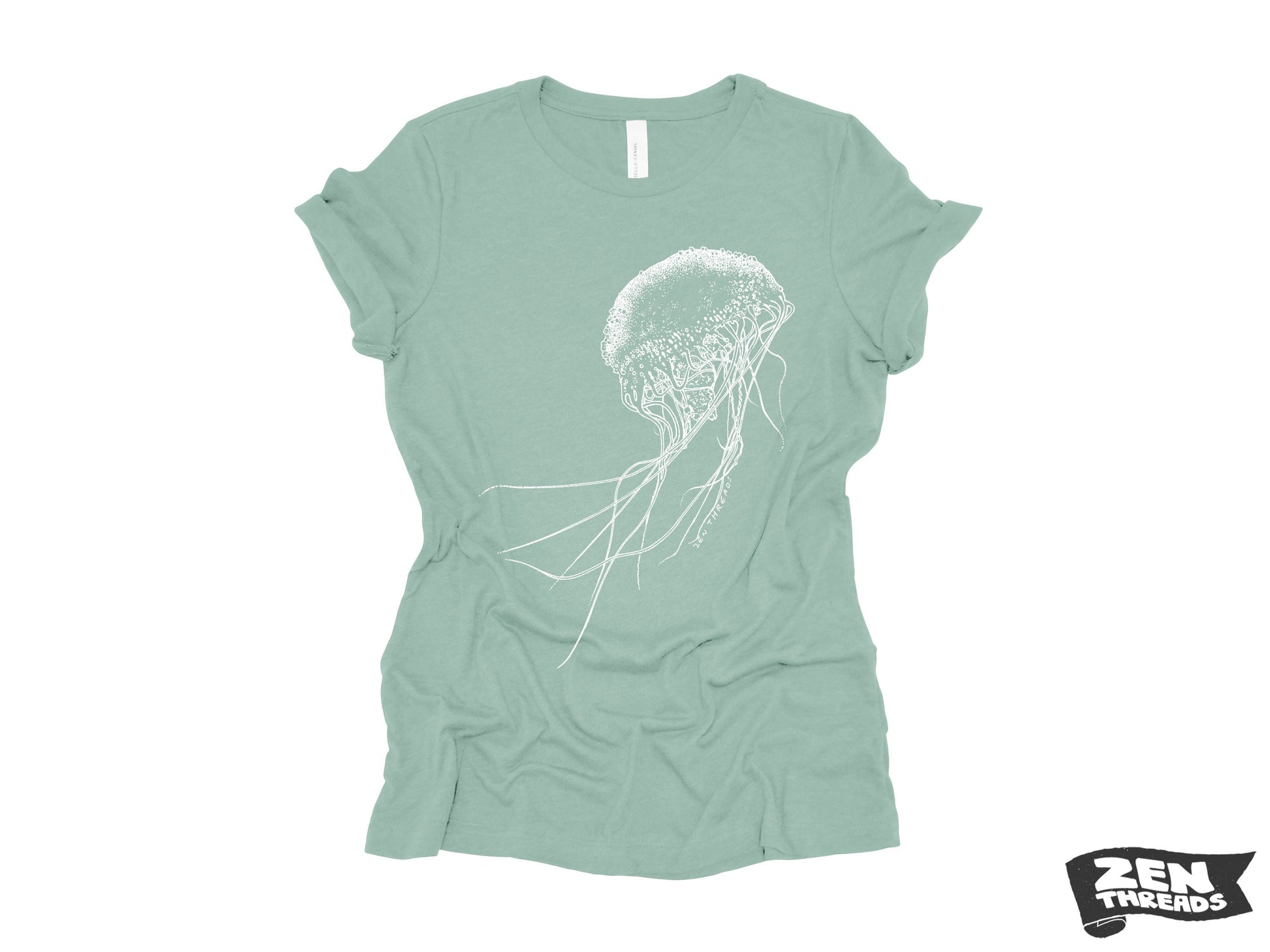 Womens JELLYFISH printed tee t-shirt (+ Colors Available) custom Bella Canvas relaxed fit ladies shirt squid ocean graphic jelly fish beach