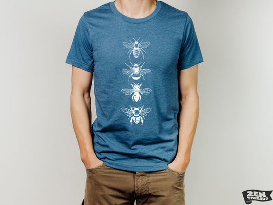 BEES Unisex Mens Women's T Shirt custom color printed tee gardening honey bee insect gift shirt apiarist beekeeper honey flowering wing bug