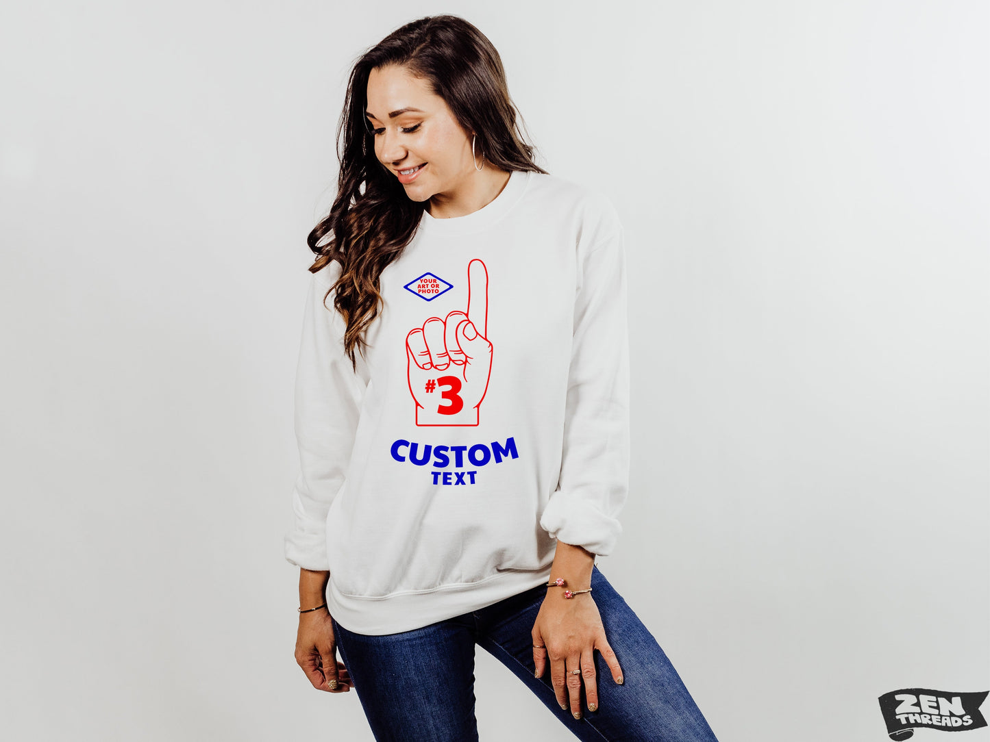 CUSTOM PRINT Your logo or Art -Unisex Sweatshirt fleece crew neck sweater classic mens women's personalized customized mascot photo design