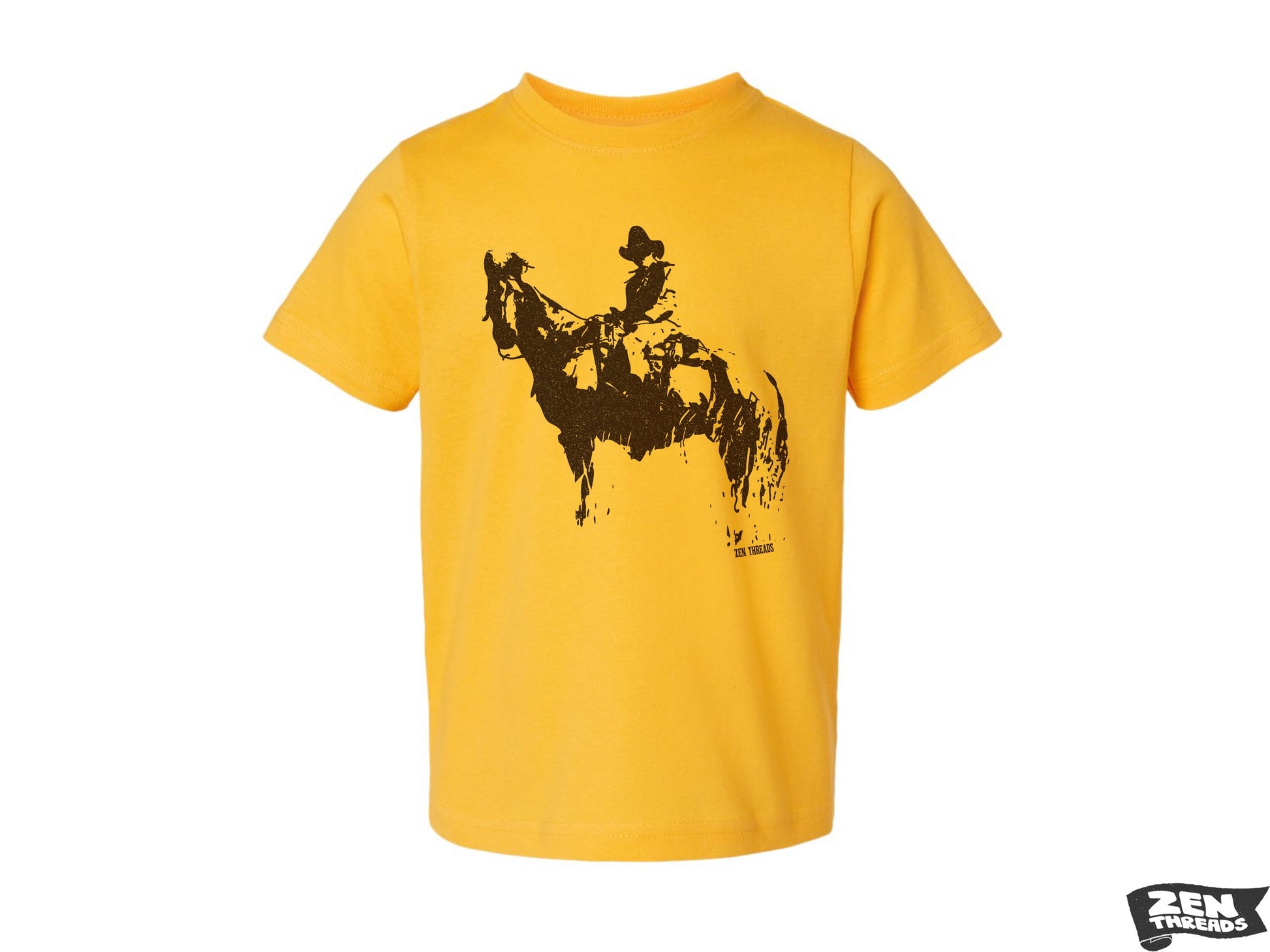 Kids COWBOY and Horse Premium vintage soft Tee T-Shirt Fine Jersey T-Shirt (+Colors) zen threads texas Wild West western youth toddler