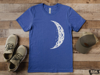 MOON Waxing Unisex Mens Women's T Shirt custom color printed tee solar system astronomy night stargazer astronomer galaxy planet gift shirt