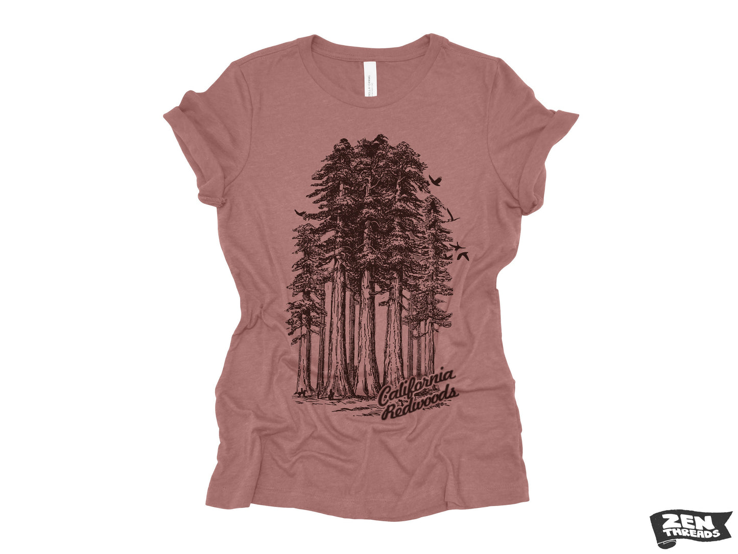 California REDWOODS Womens Boyfriend Tee National Park relaxed T-shirt Zen Threads Bella Canvas Humbolt hiking camping trees mountains gift