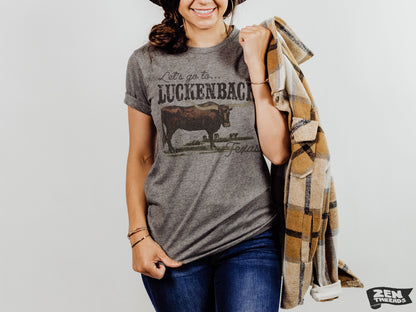 Let's go to LUCKENBACH Unisex Bella Canvas mens women's Western design t-shirt custom color eco printed tee texas cowboy country music fan