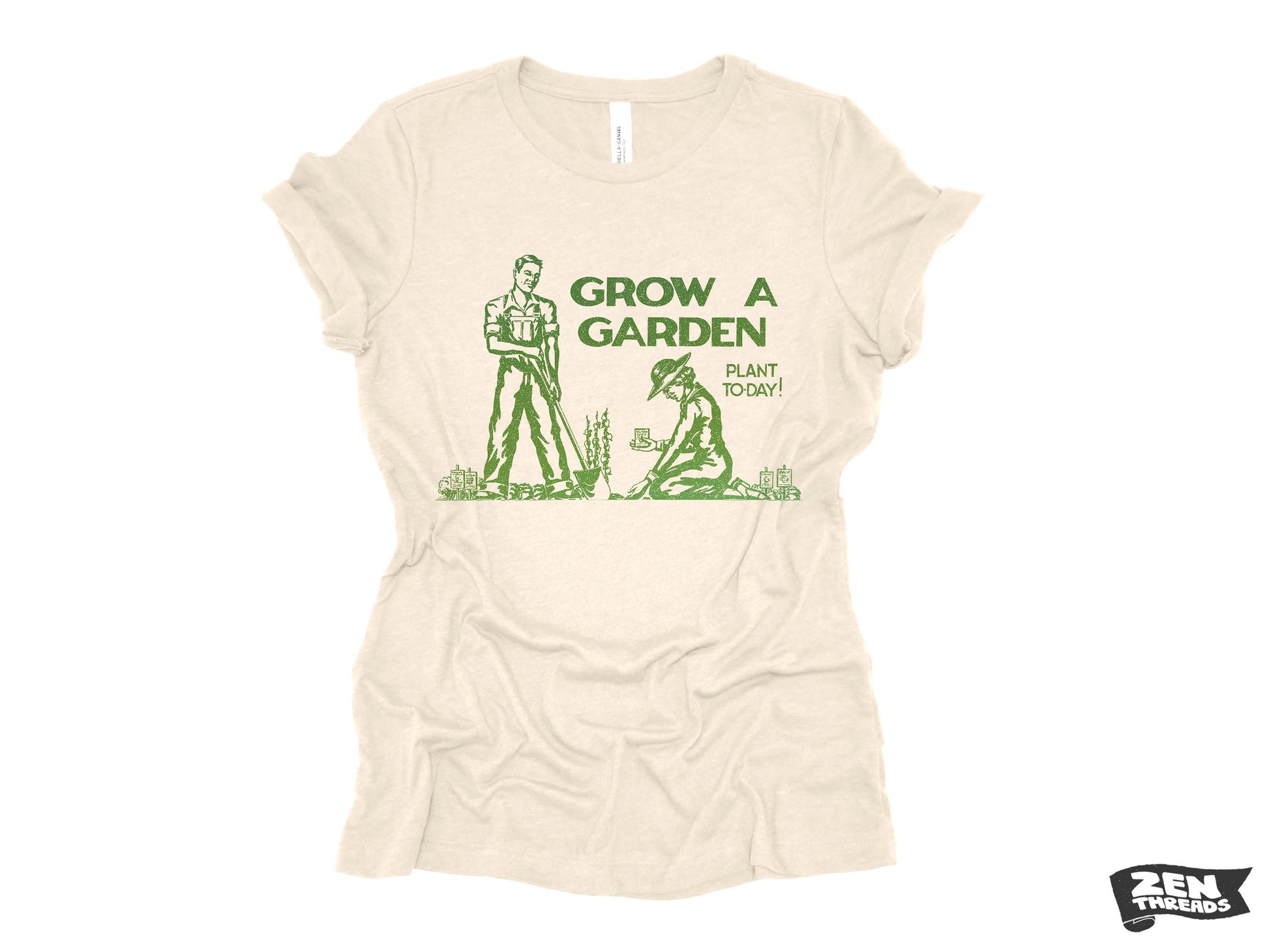 Womens GROW A GARDEN eco soft printed ladies relaxed crew tee nature lover outdoors gardening farmer plants trees grow your own food top