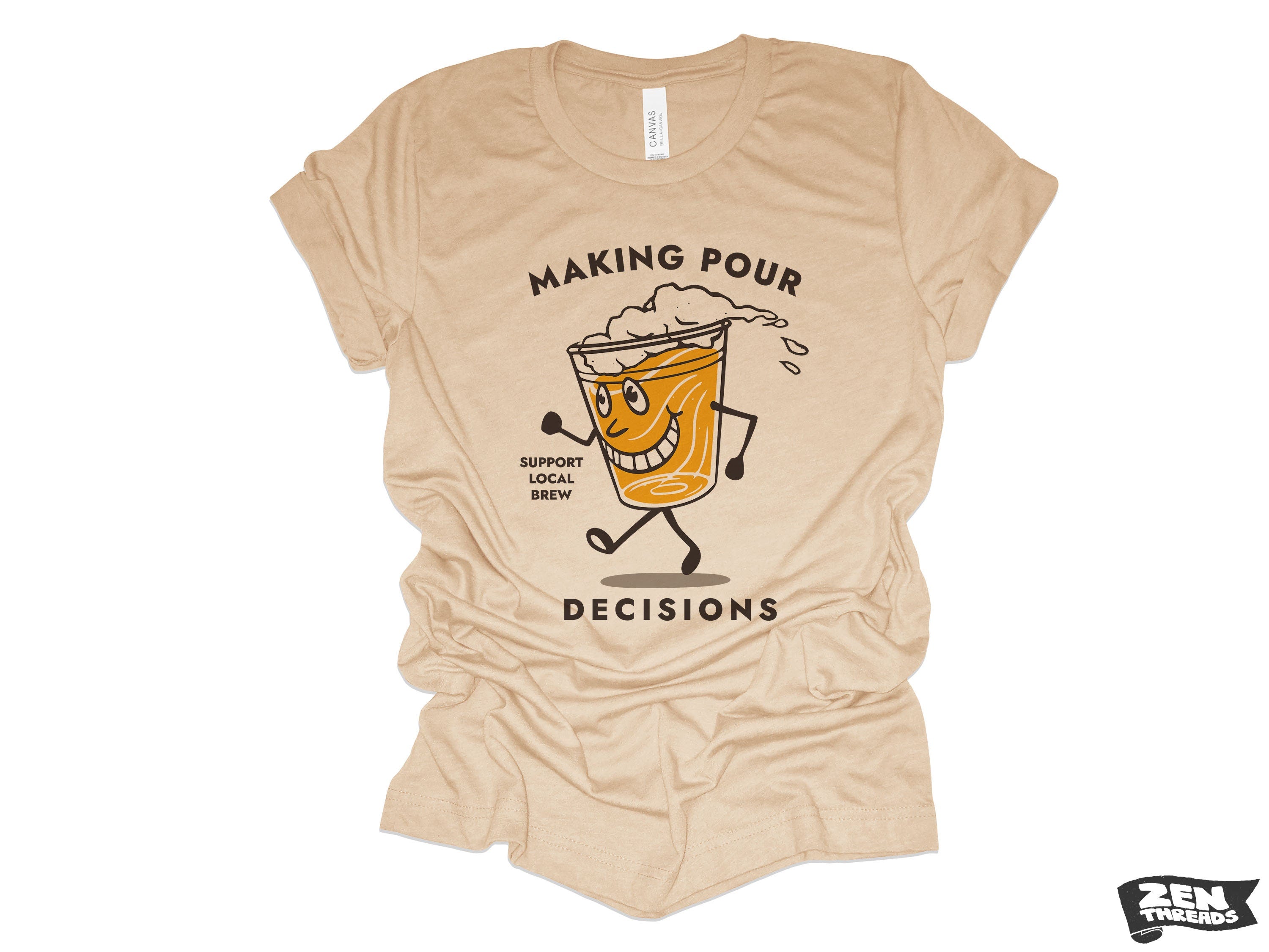 Pour Decisions Craft Beer T Shirt Eco Friendly Vintage Soft Unisex Tee