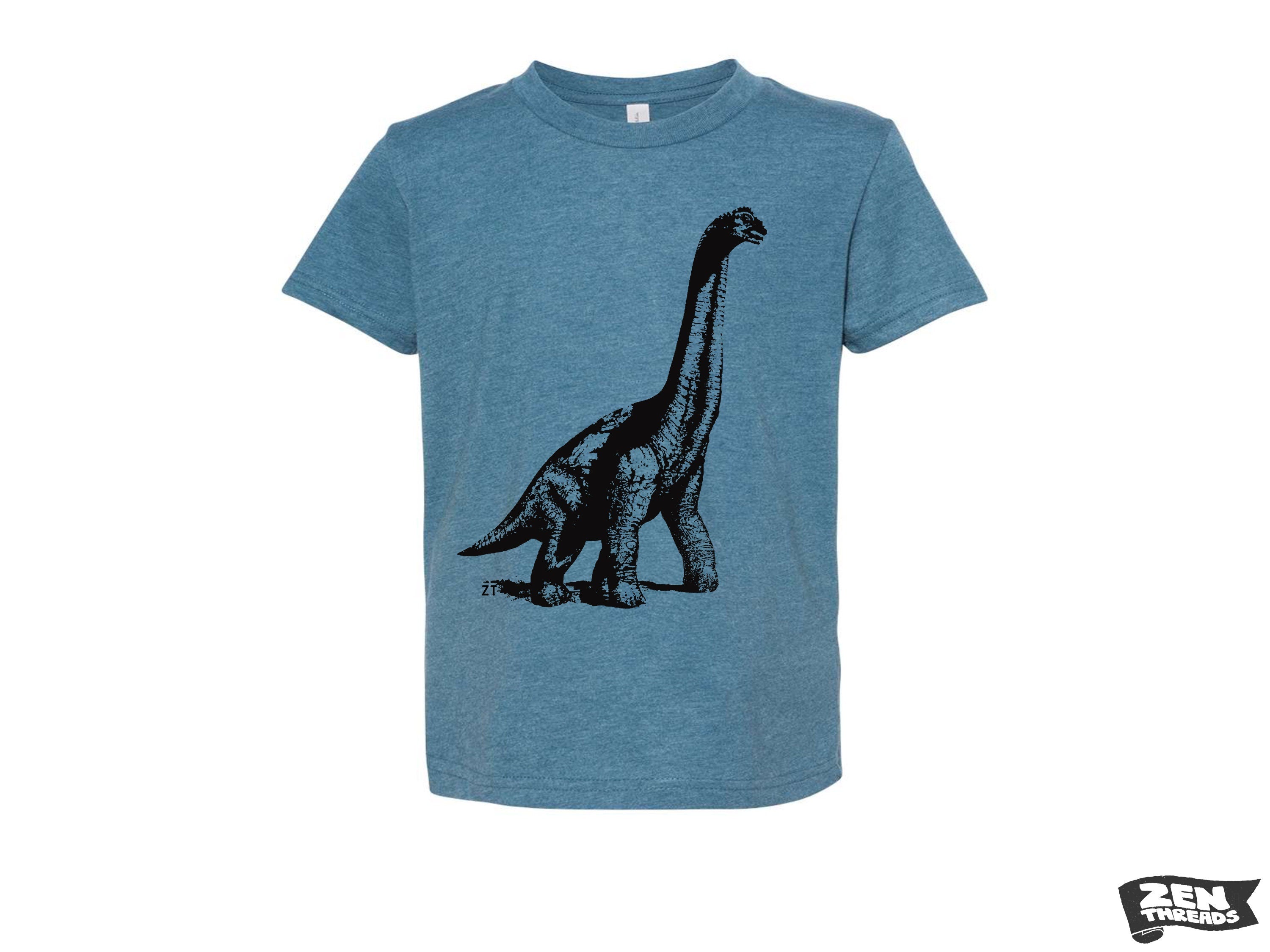 Kids DINOSAUR Premium vintage soft Tee T-Shirt Fine Jersey T-Shirt (+Colors) youth toddler zen threads brontosaurus jurassic archeology