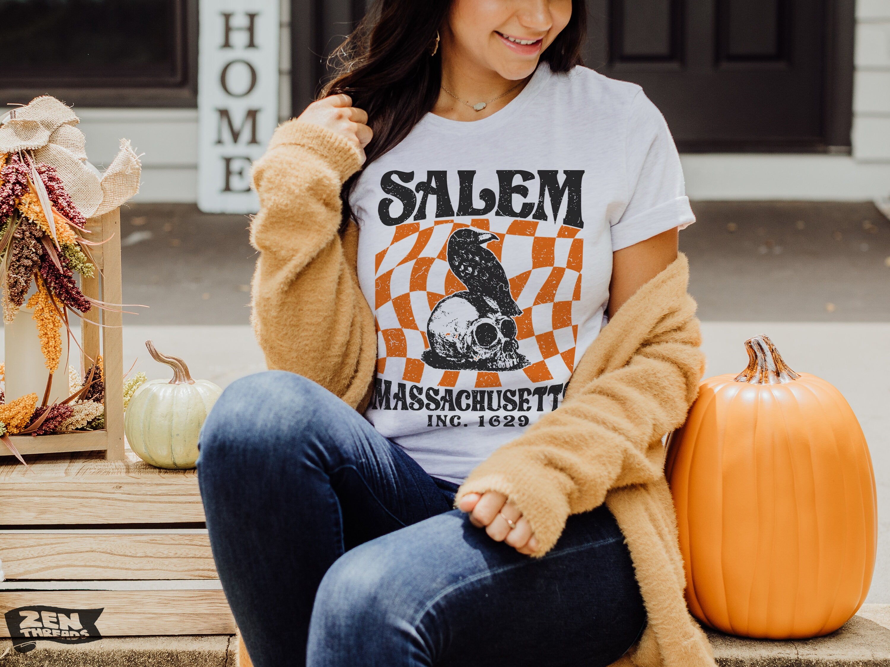 SALEM Massachusetts Unisex T Shirt mens women s custom printed tee halloween crow skull New England witch trials spooky travel vintage top