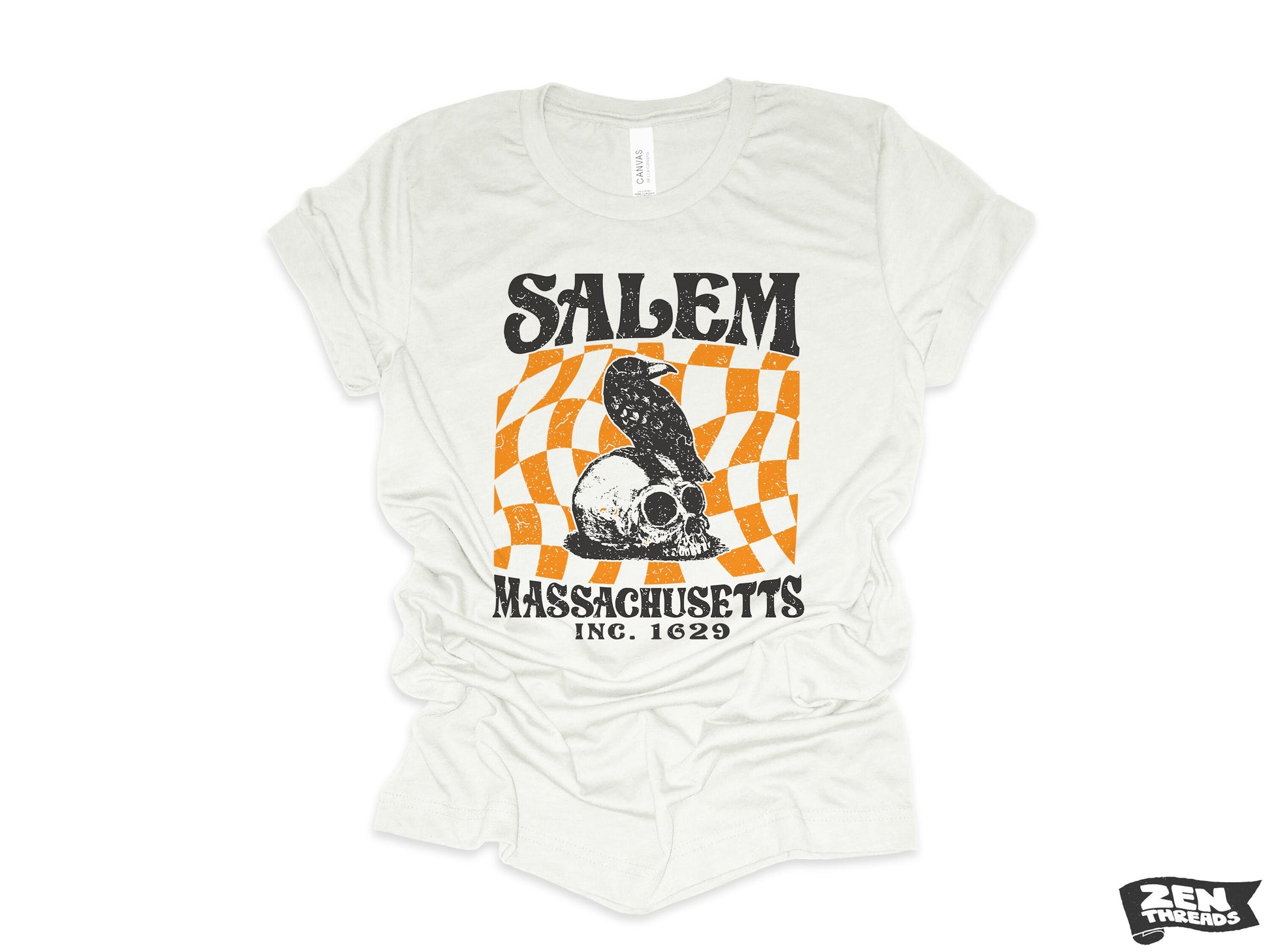 SALEM Massachusetts Unisex T Shirt mens women's custom printed tee halloween crow skull New England witch trials spooky travel vintage top