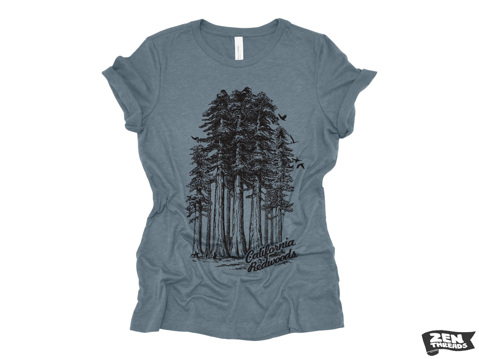 California REDWOODS Womens Boyfriend Tee National Park relaxed T-shirt Zen Threads Bella Canvas Humbolt hiking camping trees mountains gift