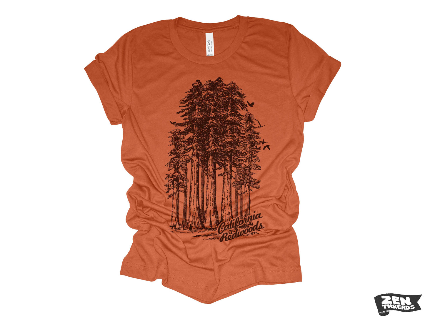 California REDWOODS National Park Unisex mens women's T-Shirt custom color printed tee hiking camping travel national park forest landscape