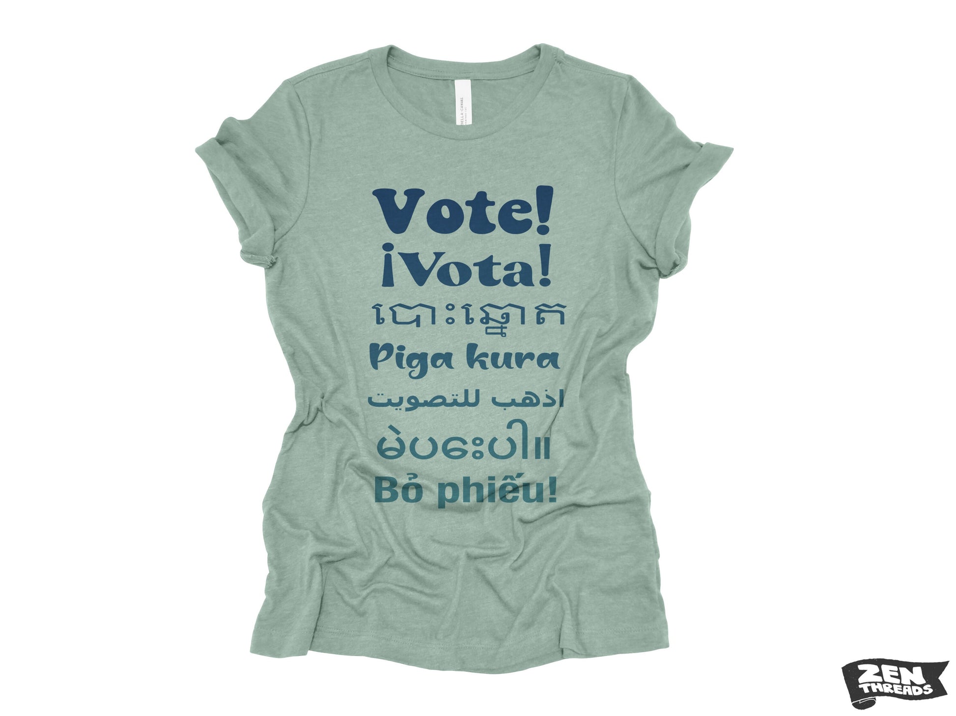 VOTE! !Vota Womens Tee boyfriend fit relaxed T shirt Zen Threads Bella Canvas election voter register voting day volunteer campaign