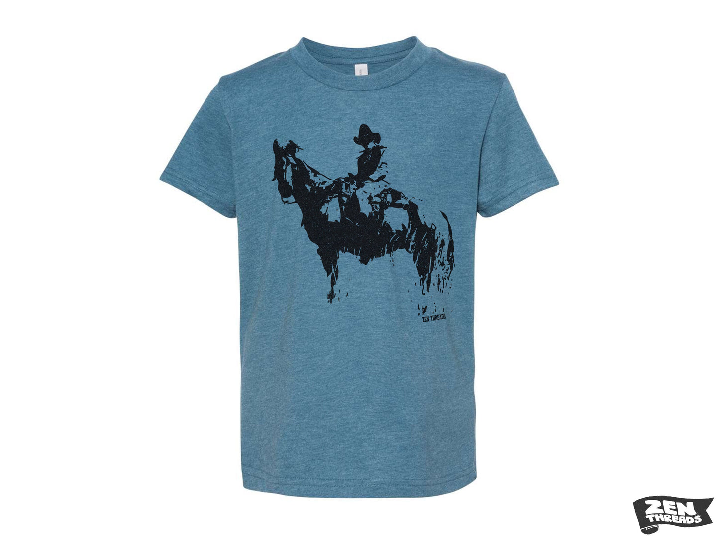 Kids COWBOY and Horse Premium vintage soft Tee T-Shirt Fine Jersey T-Shirt (+Colors) zen threads texas Wild West western youth toddler