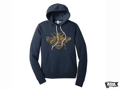 Unisex Honeycomb BEE Pullover Hoody Soft Fleece Sweatshirt Bella Canvas 3719 beekeeper flowering insect gardener gift apiary mens womens