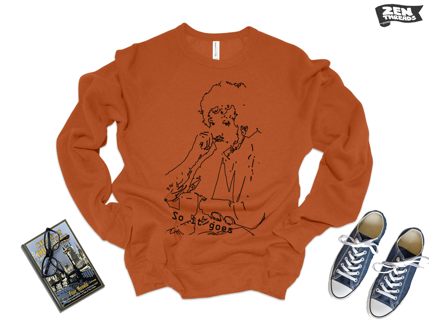 Unisex Fleece Crewneck So it goes VONNEGUT Super Soft Fleece Bella Canvas Sweatshirt mens womens vintage style 3901 Bookworm book author