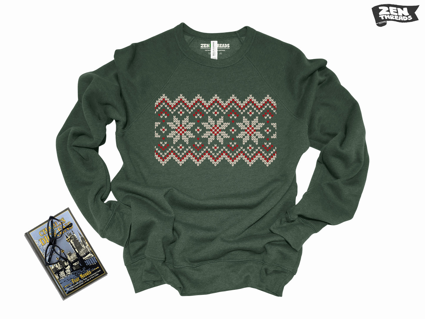 NORDIC HOLIDAY Fleece Crewneck Super Soft Fleece Bella Canvas Sweatshirt printed sweater unisex mens womens vintage 3901 Christmas xmas