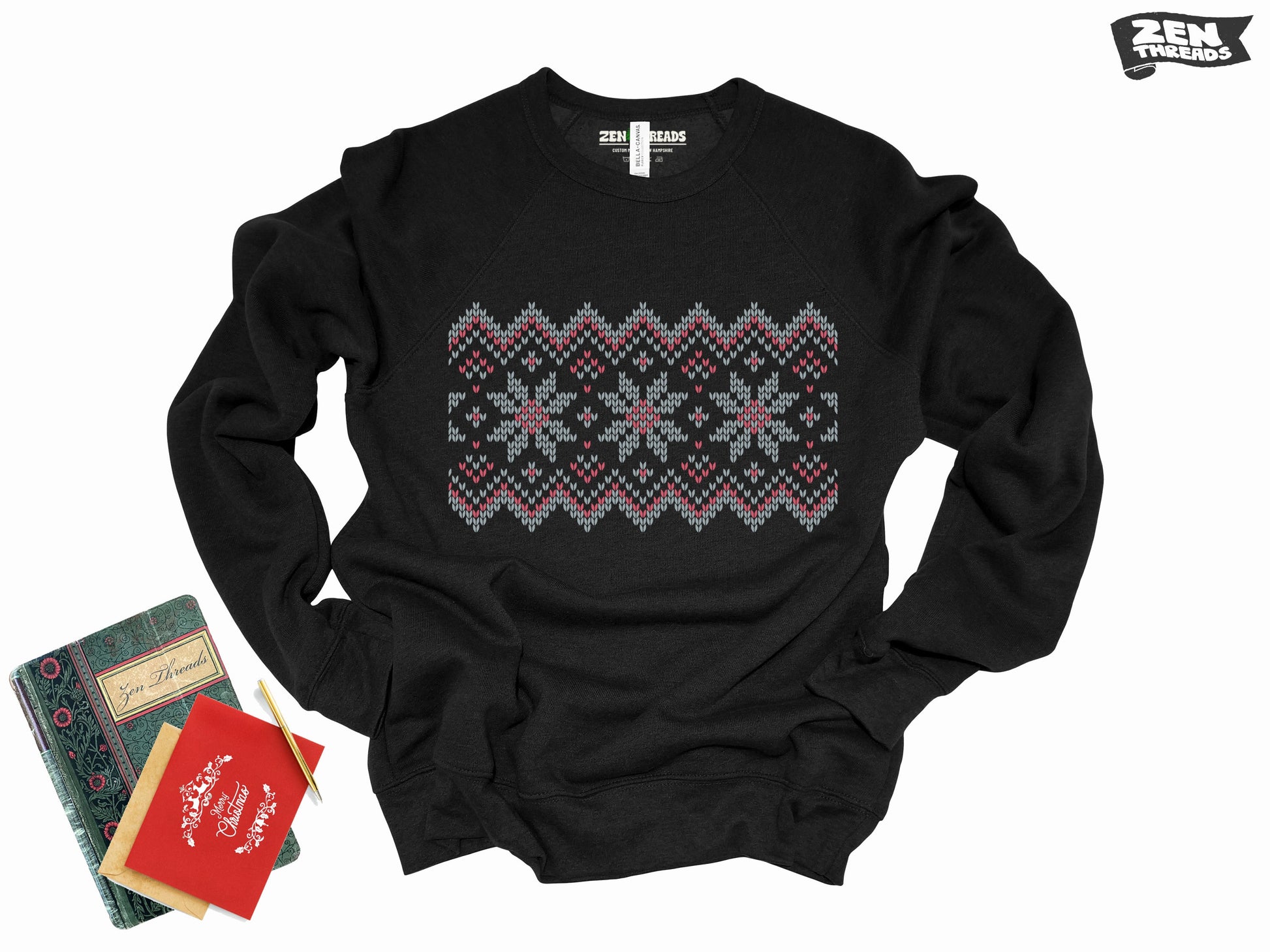 NORDIC HOLIDAY Fleece Crewneck Super Soft Fleece Bella Canvas Sweatshirt printed sweater unisex mens womens vintage 3901 Christmas xmas