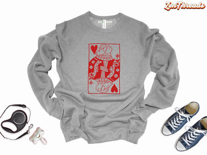 Queen Ween of Hearts Dachshund Sweatshirt | Bella Canvas 3901 | Unisex Dog Mom Dad Gift Valentine Doxie love Weiner dog men women adult